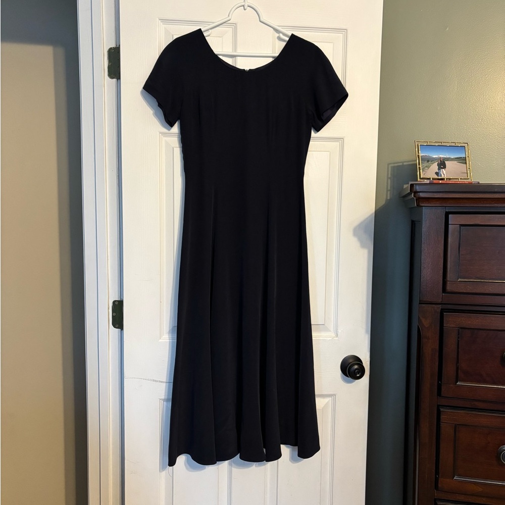 Vintage Navy 100% silk Laura Ashley Dress